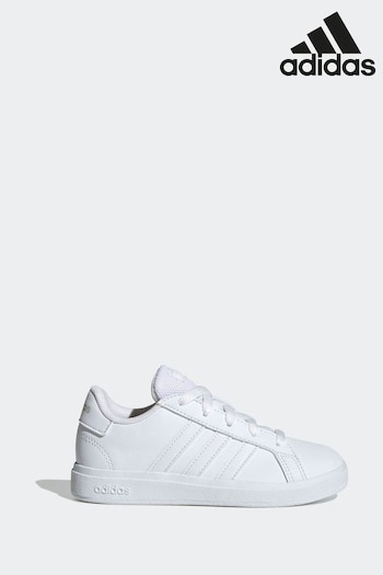adidas White Greenwear Grand Court Lifestyle Tennis Lace-Up Kids Trainers (399100) | £30