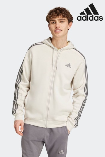 adidas images Brown Essentials Fleece 3 Stripes Zip-Up Hoodie (399288) | £50