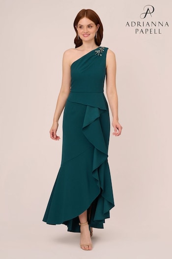 Adrianna Papell Studio Green Beaded Knit Crepe Gown (399422) | £149