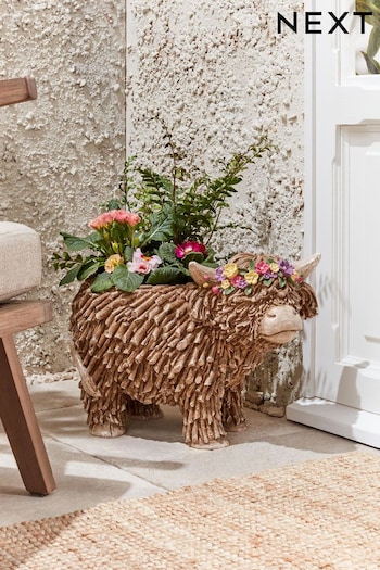 Natural Outdoor Hamish The Highland Cow Planter (3W6464) | £60