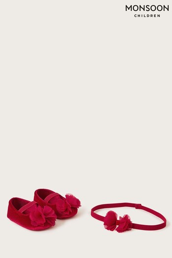 Monsoon Red Cancan Velvet Walkers Shoes (400068) | £16