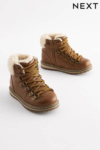 Tan Brown Warm Lined Hiker Boots (400224) | £28 - £30