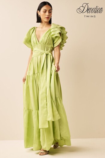 Devotion Twins Green Loutro Maxi Tiered Dress (400380) | £190