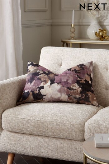 Purple Rectangle - Feather Filled Textured Floral Cushion (400406) | £28