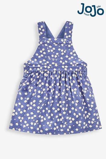 JoJo Maman Bébé Denim Daisy Print Cord Pinafore Dress (400671) | £24.50