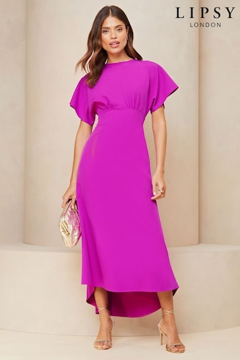 Lipsy Pink Petite Flutter Sleeve Underbust Midi Dress (400707) | £58