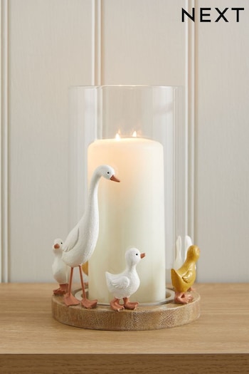 Natural Family of Ducks Hurricane Candle Holder (400708) | £26