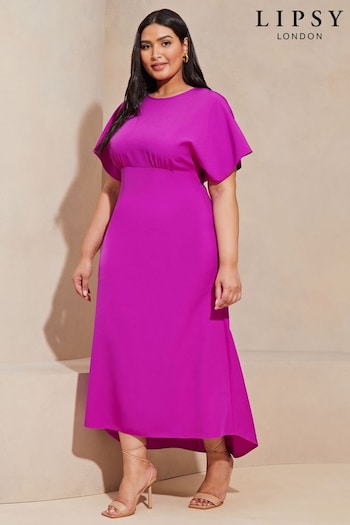 Lipsy Pink Curve Flutter Sleeve Underbust Midi Dress (400750) | £58