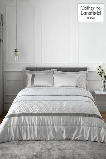 Catherine Lansfield Silver Sequin Cluster Bedspread (400761) | £90