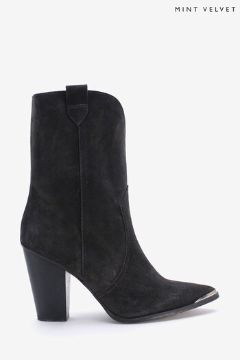 Mint Velvet Grey Cleo Suede Cowboy Boots (401079) | £169