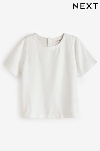 White Summer T-Shirt With Linen (401083) | £16