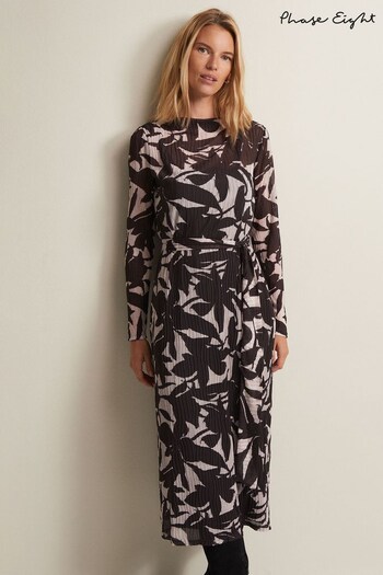 Phase Eight Yvonne Floral Black Midi Dress (401163) | £99