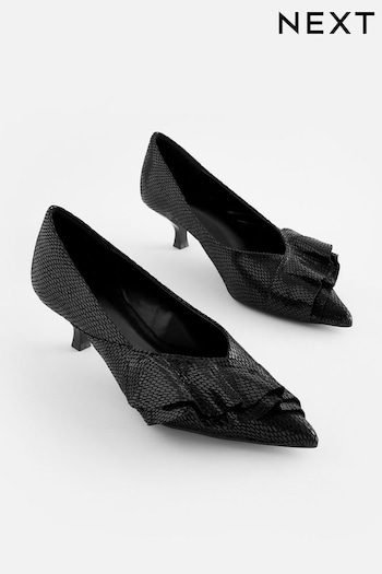 Black Forever Comfort® Ruffle Kitten Heel Court Office Shoes (401791) | £30