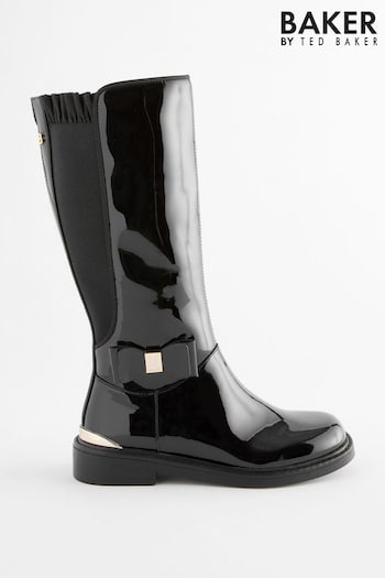 Baker by Ted Baker Girls Knee High Black Patent Boots (402041) | £62 - £64