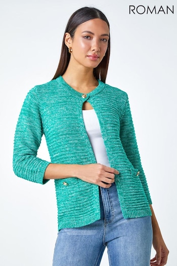 Roman Green Cotton Blend Knitted Cardigan (402174) | £35