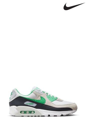 Nike White/Green Air Max 90 Trainers (402300) | £145
