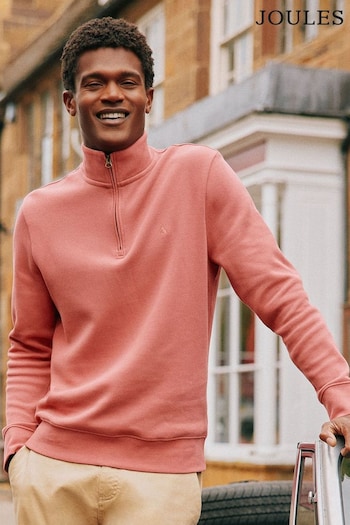 Joules Alistair Pink Quarter Zip Cotton Sweatshirt (402505) | £49.95