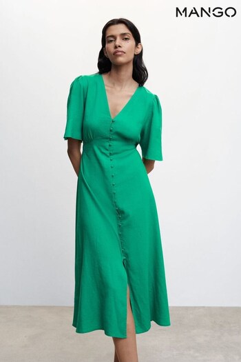 Mango Buttoned Linen-Blend Dress (402712) | £46