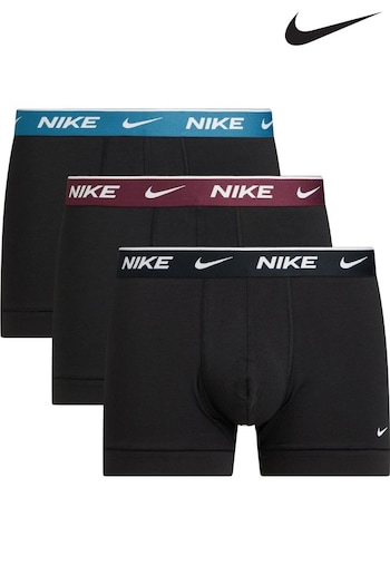 Nike prediction Black Mens Underwear Everyday Cotton Stretch Trunks 3 Pack (402845) | £32