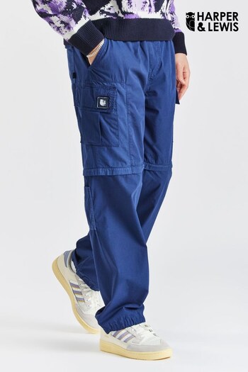 Harper & Lewis Navy Blue Zip Off Cargo Trousers (402889) | £48