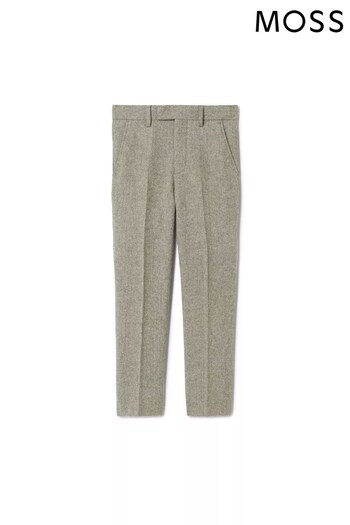 MOSS Boys Green Herringbone Tweed Trousers (402894) | £32