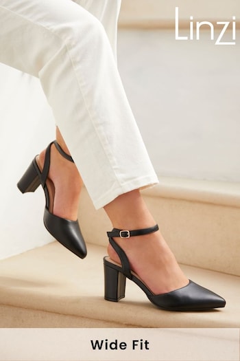 Linzi Black Wide Fit Larsa Pointed Toe Court Margiela Shoes (402927) | £35