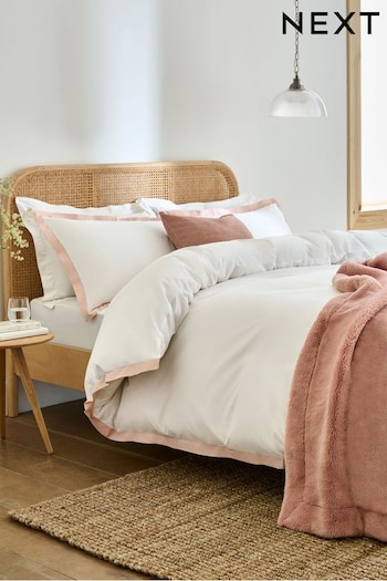 White/Pink Cotton Rich Oxford Duvet Cover and Pillowcase Set (402976) | £25 - £55