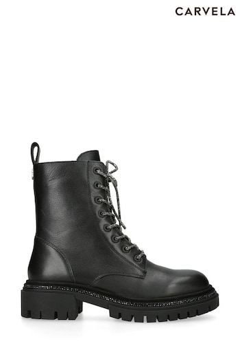 Carvela Dazzle Lace Up Black Graphic Boots (403202) | £199