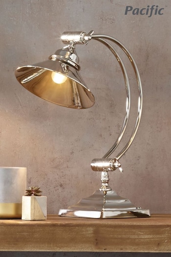 Pacific Silver Kensington Nickel Metal Arched Arm Task Table Lamp (403450) | £150