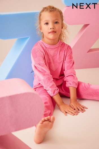 Pink Heart Cosy Fleece Pyjamas (3-16yrs) (403581) | £17 - £23
