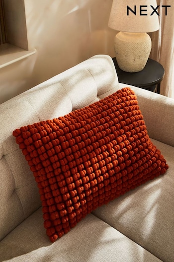 Rust Brown Rectangle Global Bobble Cushion (403652) | £24