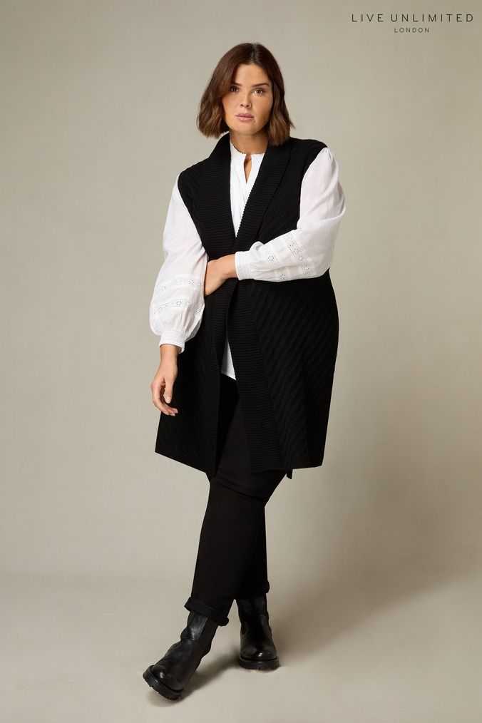 Black sleeveless cardigan discount