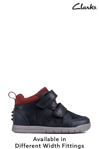 Clarks Navy Blue multi fit Leather Rex Hi Top Shoes (403765) | £46 - £48