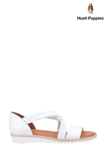 Hush Puppies White Gemma Espadrille Wedge woven-leather Sandals (403886) | £80