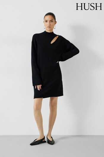 Hush Black Colby Cut Out Knitted Dress (403904) | £99