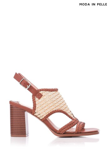 Moda in Pelle Natural Block Heel Rattan Sandals (404107) | £89