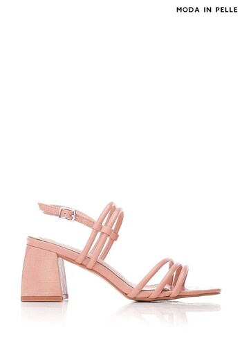 Moda in Pelle Natural Flare Heeled Sandals With Tubular Straps (404167) | £89