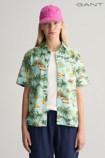 GANT EUZ Oleander Print Cotton Short Sleeve Shirt (404212) | £60