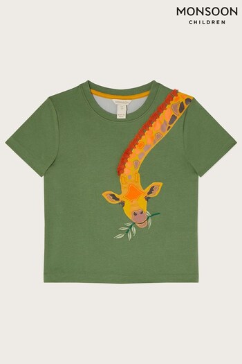 Monsoon Green Embroidered  WWF-UK Collaboration Giraffe T-Shirt (404352) | £20 - £24