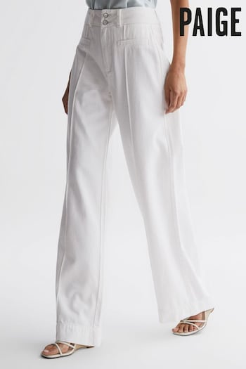 Reiss Boss White Harper Paige High Rise Wide Leg floral Jeans (404873) | £305