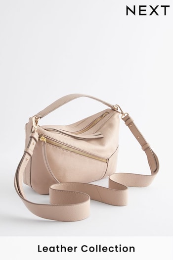 Mid Mink Brown Leather Zip Cross-Body Bag (404921) | £65