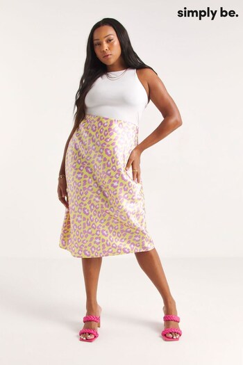 Simply Be Animal Print Elasticated Waist Satin Midi Skirt (404944) | £28