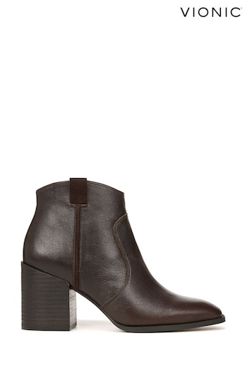 Vionic Regan Leather Ankle Brown Boots (404976) | £180