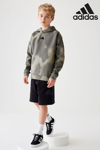 adidas Charcoal Grey Kids Sportswear Future Icons All-Over Print Hoodie (405167) | £38