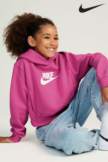 Nike Fushsia Pink Club Fleece Cropped Hoodie (405187) | £40