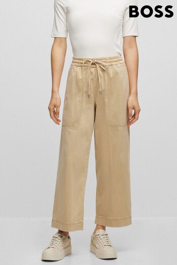 BOSS Natural Wide Cropped Leg Drawstring Trousers (405264) | £159