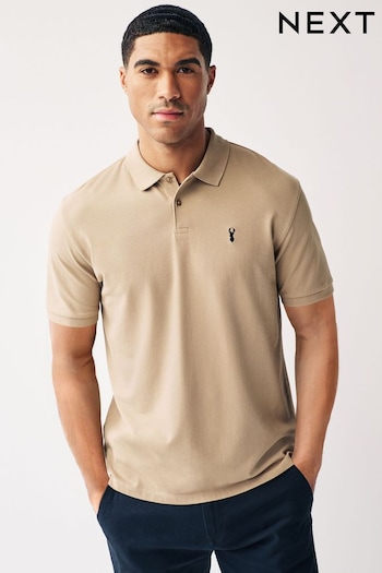 Stone Slim Fit Pique Polo Shirt (405455) | £18