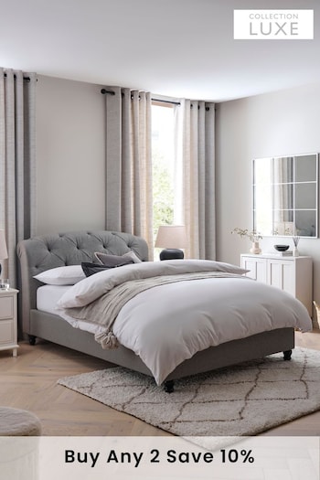 Wool Blend Grey Hartford Collection Luxe Upholstered Bed Frame (405469) | £650 - £850