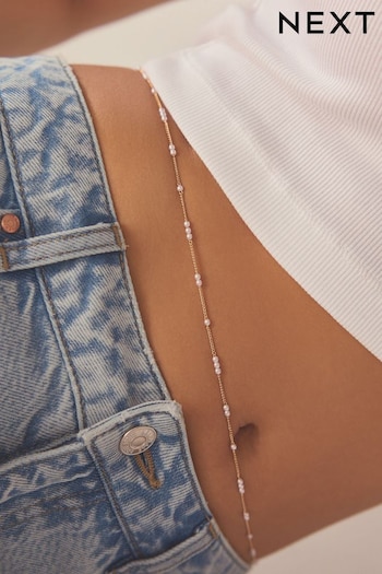 Gold Tone Recycled Metal Pearl Belly Chain (405516) | £12.50