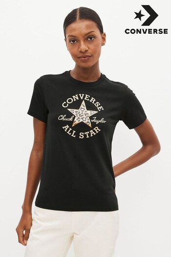 Converse new Black Leopard Patch T-Shirt (405524) | £28